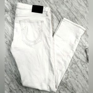 men’s 32” TRUE RELIGION white jeans rocco relaxed skinny